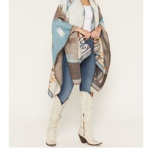 Shyanne Blue and Brown Patterned Wrap